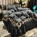 Yutong High-End Light Luxury Collection Art Europos nėriniuota lovatiesė, 4 dalių (Antklodės užvalkalas *1 lovos sijonas *1 pagalvės užvalkalas *2) 1.8m(4Pcs/Set)