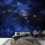 Wall Art Galaxy Nuimamas tapetas Sieninis lipdukas Universe Galaxy Sieninė tapetai miegamojo svetainei namų sienų dekoravimui 200 cm(W) x 140 cm(H)