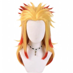 Anime 47 cm Demonų žudikas Rengoku Kyoujurou Blonde Ombre Perukas Cosplay Kostiumai Vyri&scaron;ki kar&scaron;čiui atsparūs Pontail plaukų perukai 47cm oranžinė
