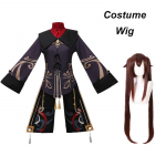 Hu Tao Cosplay Kostiumas Anime Žaidimas HuTao Uniforma Perukas Kini&scaron;ko Stiliaus Cosplay Drabužiai Helovino Kostiumai Moterims S-(Suit+Wig)
