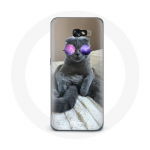 Coque pour Samsung Galaxy A8 2016 Chat avec Lunettes de vue violettes