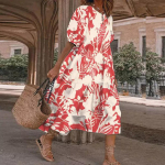 Moteri&scaron;ka Gėlėta Maxi Suknelė Puff Sleeve Holiday Summer Beach Kaftan Sundress