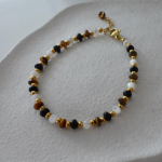 Tiger'S Eye karoliukais papuo&scaron;tas karoliai Maillard ovalus auk&scaron;čiausios kokybės megztinio grandinėlė Titano plieno vintage kavos natūralaus akmens raktikaulio grandinė