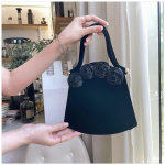 Retro raudono aksomo rankinė Temperamentinga rožės žiedo dizaino grandinėlės crossbody krep&scaron;ys Vestuvinė rankinė Lengvo prabangos auk&scaron;tos klasės kasdienė rankinė (20cm<Max Length<30cm)
