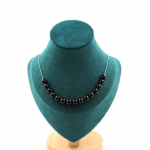Pierres et Min&eacute;raux. Collier 15 perles Agate noire 8 mm. Chaine en acier inoxydable Collier femmes, hommes. Taille personnalisable.
