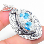 K2 Blue Azurite Handmade 925 Sterling Silver Jewelry Pendant 2.13 f5q77