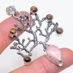 Rhodochrosite, Tiger Eye Handmade 925 Sterling Silver Jewelry Pendant 2.76 t7n47