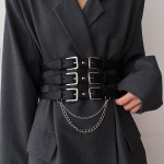 Elastinis korsetinis diržas, moteri&scaron;kas kutas, tamprus Cummerbunds dizainerių sukurtas diržas moterims Goth Black Waistband plius dydis 70cm juoda