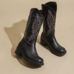 Batai moterims Auk&scaron;tos kokybės auksiniai moteri&scaron;ki batai iki blauzdos &scaron;ono Užtrauktukas Vakarų kaubojus Sidabriniai Retro batai Moteris Zapatos 35