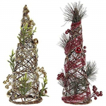 Sapin de No&euml;l - DKD Home Decor - Lot de 2 - Rotin - 16 x 16 x 41 cm - Multicolore gryna