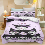 Kuromi animacinis pledo užvalkalas Rožinis Violetinis Mergaičių Dovana Antklodė &Scaron;iluma Vaikų Miegamojo Patalynė EU Single(135*200cm)3pcs