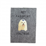 Maltese - Dog passport case, document case, gift for the traveller from the Art-Dog brand pilka spalva