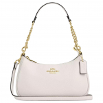 Coach Teri 25 Metalinis logotipas Užsegimas užtrauktuku Oda su grūdeliu Crossbody Tote krep&scaron;ys Vidutinio dydžio Moteri&scaron;kos rankinės Kreidinis baltas CV934-IMCHK Basic Set (Bag+Dust Bag)