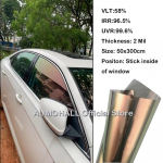 50x300cm VLT 59% Raudonojo vario chameleoninė automobilių &scaron;oninių langų plėvelė, keičianti spalvą į raudoną, auksinę, žalią, saulės apsaugos plėvelė 50x300cm