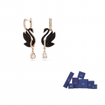 Swarovski gulbės la&scaron;iniai auskarai Padengti gulbės/juodos/rožinio aukso spalvos metalu F-Original brand box (color random) juoda