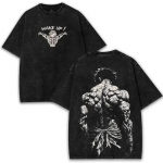 Baki Hanma Prabusk Dvipusiai Rūg&scaron;timi Plauti Mar&scaron;kinėliai Sporto Salė Fitness Anime Vintažiniai Juodi Oversize Unisex Streetwear Mar&scaron;kinėliai S