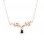Les Tr&eacute;sors De Lily [C4571] - Collier Argent 'Anastacia' Noir argent&eacute; (rhodi&eacute;) - 50x15 mm