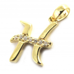 Les Tr&eacute;sors De Lily [M8766] - Pendentif Plaqu&eacute; Or 'Lettre H' blanc dor&eacute; - 21x10 mm auksas