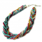 Les Tr&eacute;sors De Lily [N7214] - Collier Cr&eacute;ateur 'Kilimanjaro' turquoise rose noir argent&eacute;