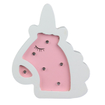 Les Tr&eacute;sors De Lily [Q4770] - D&eacute;coration bois lumineuse 'Licorne My Unicorn' blanc rose - 13. 5x13 cm balta