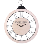 Les Tr&eacute;sors De Lily [R0012] - Horloge Murale bois 'Grand Hotel' beige - 56x50x4 cm