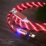 LED &scaron;viesos magnetinis įkroviklio laidas, tekantis 2.4A greito įkrovimo laidas, skirtas iPhone Samsung Huawei Type-C