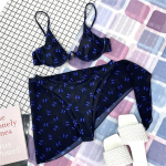 Butterfly V-bar Underwire Bikini Moteri&scaron;kas maudymosi kostiumėlis Moteri&scaron;ki maudymosi kostiumėliai Trijų dalių bikinio rinkinys Sarong Bather Maudymosi kostiumėlis Swim