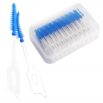 Silikoniniai tarpdančių &scaron;epetėliai su dviguba siūlu antgaliu su itin mink&scaron;tais &scaron;ereliais. 150Pcs-Blue