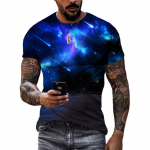 Vasaros žvaigždėto dangaus grafiniai mar&scaron;kinėliai, skirti unisex mados 3D asmenybei spausdinti trumpomis rankovėmis, hiphopo harajuku gatvės drabužiai vyrams 4XL