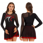 Moterų baleto lyrinio &scaron;okio kostiumai Blizgučiai Kalnų kri&scaron;tolinio tinklelio suknele ilgomis rankovėmis dailiojo čiuožimo suknelės M raudona