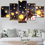 Įsigykite 5 gabalus Wall Art Canvas Game Anime Genshin Impact Girl Plakatai Namų dekoras Modernus gyvenamasis kambarys Paveikslai Moduliniai paveikslėliai 20X35 20X45 20X55cm