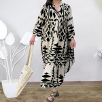 Eleganti&scaron;ka ilga suknelė Moterims Laisvalaikio Gatvės stiliaus Vintage Geometrinė V formos kaklu Boho Paplūdimio Ilgos Laisvos Suknelės Moteri&scaron;kos Vestidos Robe Ete Femme S juoda