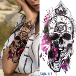 1 vnt. 210*114 mm Juodojo mi&scaron;ko tatuiruotės lipdukas vyrams, moterims, vaikams, tigro vilko mirties kaukolės laikina tatuiruotė netikra chna skeletas, karaliaus gyvūno tatuiruotė XQB-112