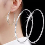 925 sterlingų sidabro 50 mm dideli apskrito lanko auskarai moterims, žavingiems vakarėliams, vestuvių papuo&scaron;alams 50mm sidabras