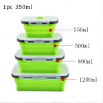 1 vnt./1 rinkinys silikoninė sulankstoma prie&scaron;piečių dėžutė maisto laikymo talpykla Mikrobangų krosnelėje ne&scaron;iojamasis piknikas lauke 350ml žalia