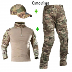 Taktinė kamufliažinė uniforma karinės armijos treniruočių kostiumai Airsoft koviniai mar&scaron;kinėliai + kelnės Medžioklės drabužiai Dažasvydžio snaiperio apranga su taktine kepure XXL