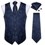 Klasikinis liemenių kaklarai&scaron;tis Paisley &scaron;ilko austa retro liemenė Bowtie Hanky ​​rankogalių sąsagų rinkinys 3XL