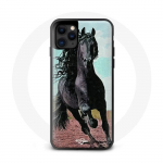 Coque Iphone 12 pro Frison Cheval Noir