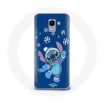 Coque pour Samsung Galaxy A6 2018 Stitch neige No&euml;l bleu