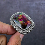 Ammolite Gemstone Handmade 925 Sterling Silver Jewelry Ring Size 9 l4f94