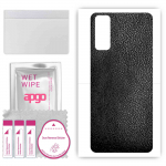 apgo Protective Skin Sticker for the back compatible with Vivo Y12s 2021, Wrap Film, Foil, Vinyl - Pattern Black Leather