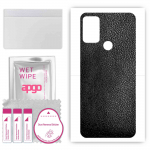 apgo Protective Skin Sticker for the back compatible with Motorola Moto G50, Wrap Film, Foil, Vinyl - Pattern Black Leather