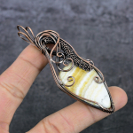 Natural Yellow Septarian Copper Wire Wrap Gift Jewelry Pendant 3.55 h1l40