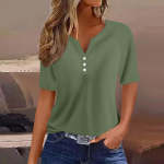 Moteri&scaron;ki mar&scaron;kinėliai su mar&scaron;kinėliais su spausdinimo mygtuku Raglan rankovėmis, kasdienis savaitgalio mados V kaklo įprastos spalvos vir&scaron;utinė dalis L armijos žalia spalva