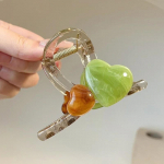 Splicing Heart plaukų segtukas Saldžios želė spalvos ryklio segtukas, skirtas moterims, mergaitėms, neslystantis suri&scaron;imo uodegos laikiklis Plaukų segtukai Plaukų priedai žalia