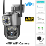 2024 4K 8MP dvigubo objektyvo &bdquo;WiFi&ldquo; IP kamera su naktinio matymo dirbtiniu intelektu, žmogaus aptikimo PTZ lauko vaizdo kamera su belaide &bdquo;V380 Pro CCTV&ldquo; apsauga 4MP Camera