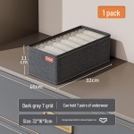 Didelė apatinių ir kojinių laikymo dėžė su pertvaromis miegamojo stalčiams ir spintoms 7 grids tamsiai pilka spalva