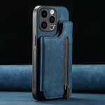Odinė piniginė su užtrauktuku su kortelės laikikliu telefono dėklu, skirtu iPhone 15 14 11 Pro Max 13 12 Mini X XR XS Max 8 7 Plus smūgiams atspariu dangteliu For iPhone 12 Mini