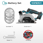 YOFIDRA 6 colių belaidis elektrinis diskinis pjūklas, skaitmeninis ekranas, grandininis pjūklas, daugiafunkcis pjovimo įrankis Makita 18V baterijos kai&scaron;teliui Without Battery