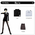 Žaidimas Persona 5 Ren Amamiya Akira Kurusu Kostiumas Cosplay Vyri&scaron;ka mokyklinė uniforma Unisex Helovino kostiumas Paltai &Scaron;ventė Juodas uniformos komplektas M